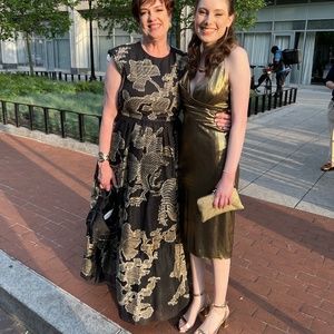 Black and gold evening gown.